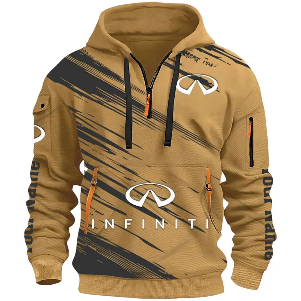 Executive Car Hoodie Half Zip 3D, Lightweight & Casual Comfort Hoodie CAR514 - Khaki - Image 2