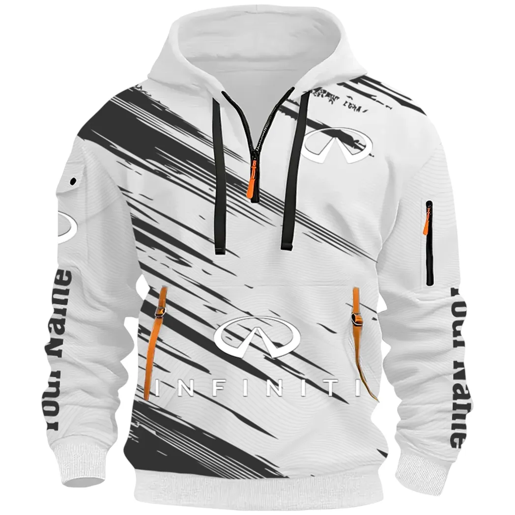 Executive Car Hoodie Half Zip 3D, Lightweight & Casual Comfort Hoodie CAR514 - White - Image 2