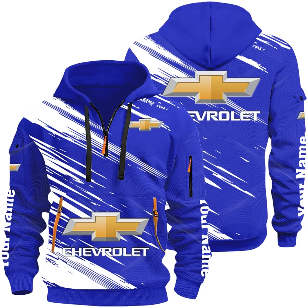Modern Crossover Hoodie Half Zip 3D, Casual Fit for Everyday Wear Hoodie CAR514 - Blue