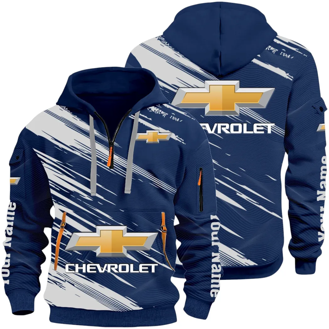 Modern Crossover Hoodie Half Zip 3D, Casual Fit for Everyday Wear Hoodie CAR514 - Navy