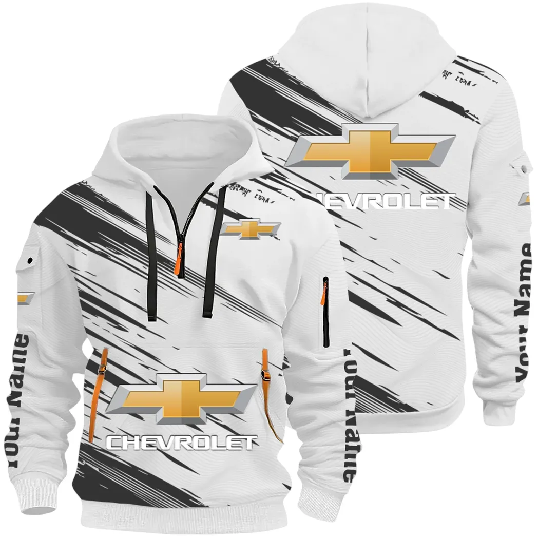 Modern Crossover Hoodie Half Zip 3D, Casual Fit for Everyday Wear Hoodie CAR514 - White