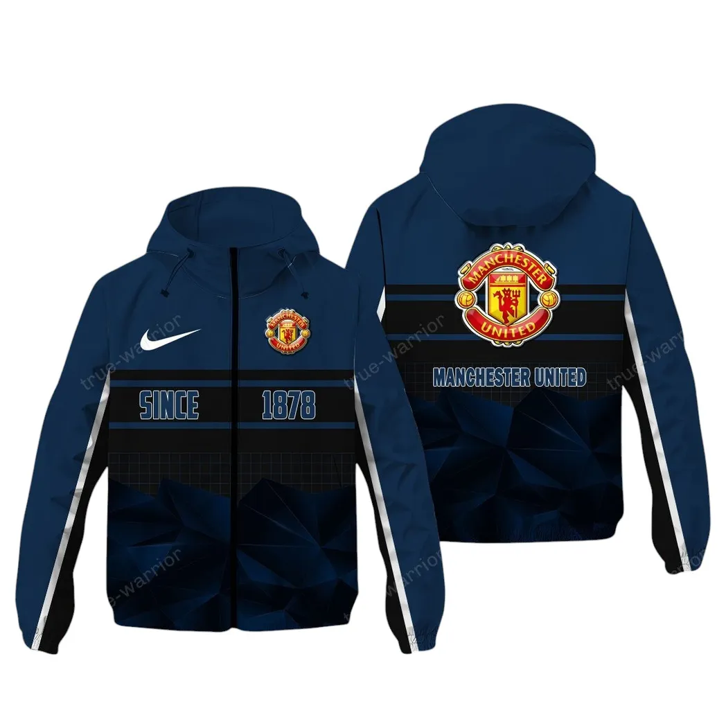 Old Trafford Faithful Windbreaker Jacket, Loyal Fan Waterproof SPO072 - Navy